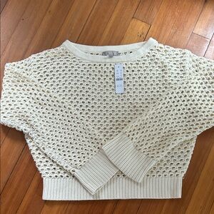 J. Crew Cream Open-Weave Crewneck Sweater